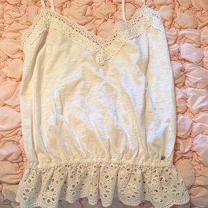 Abercrombie & Fitch White Eyelet Trim Tank Top